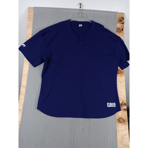 Russell Athletic Henley Jersey Shirt 3XL Purple Blank Nylon Sports Logo - Picture 3 of 12